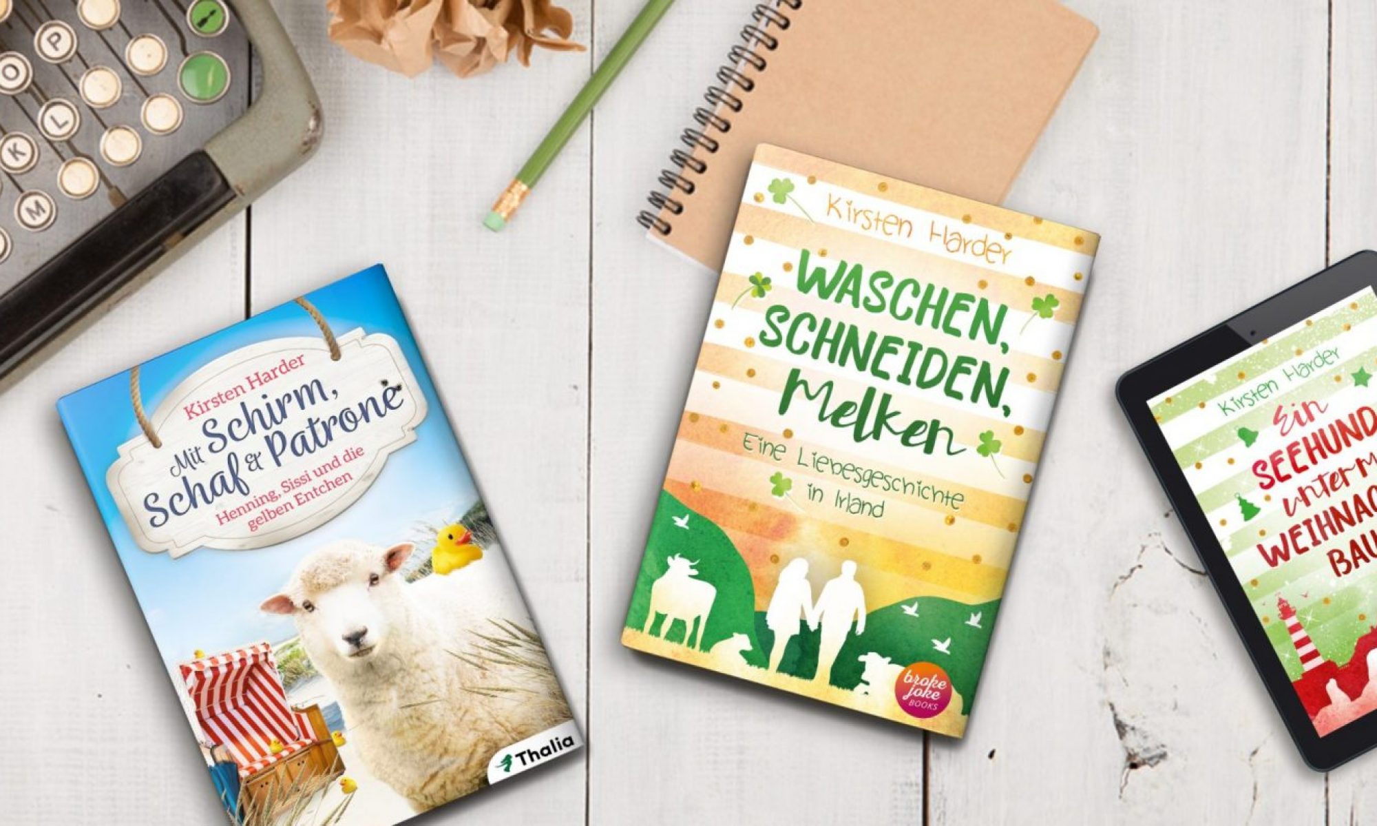 Banner mit Cosy Krimi, romantische Komödie und Weichnachtsgeschichte