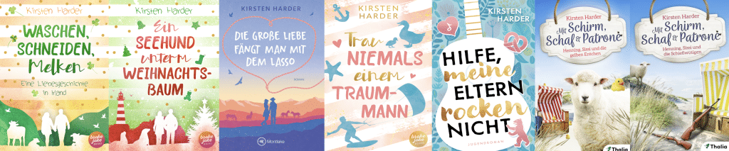 Sieben Cover der Bücher von Kirsten Harder
